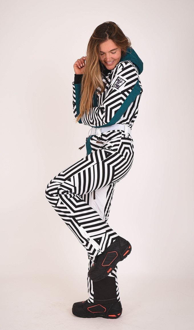 Fall Line Schwarz-Weiß Damen Skianzug