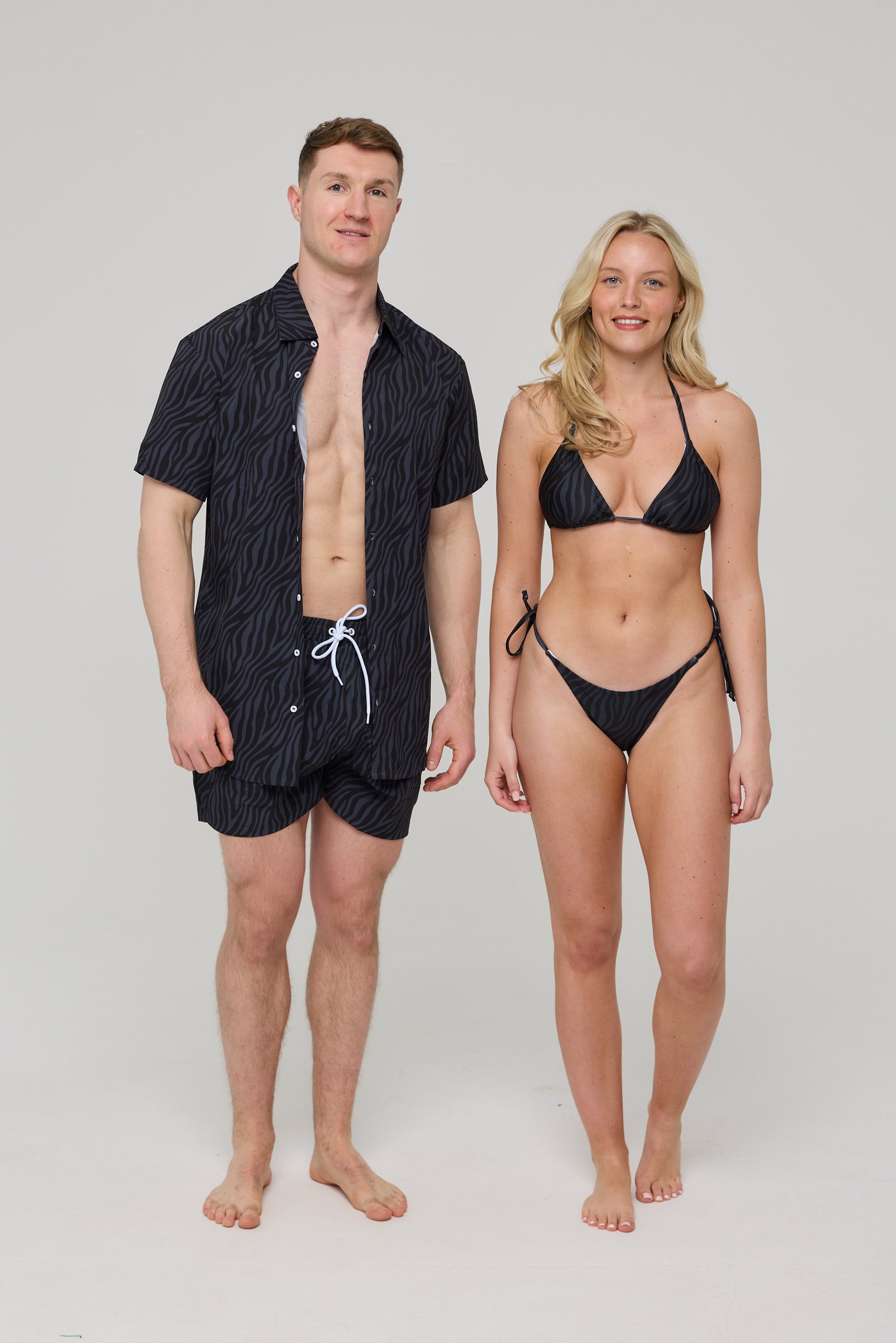 Black Tiger Tie Side Bikini Bottoms