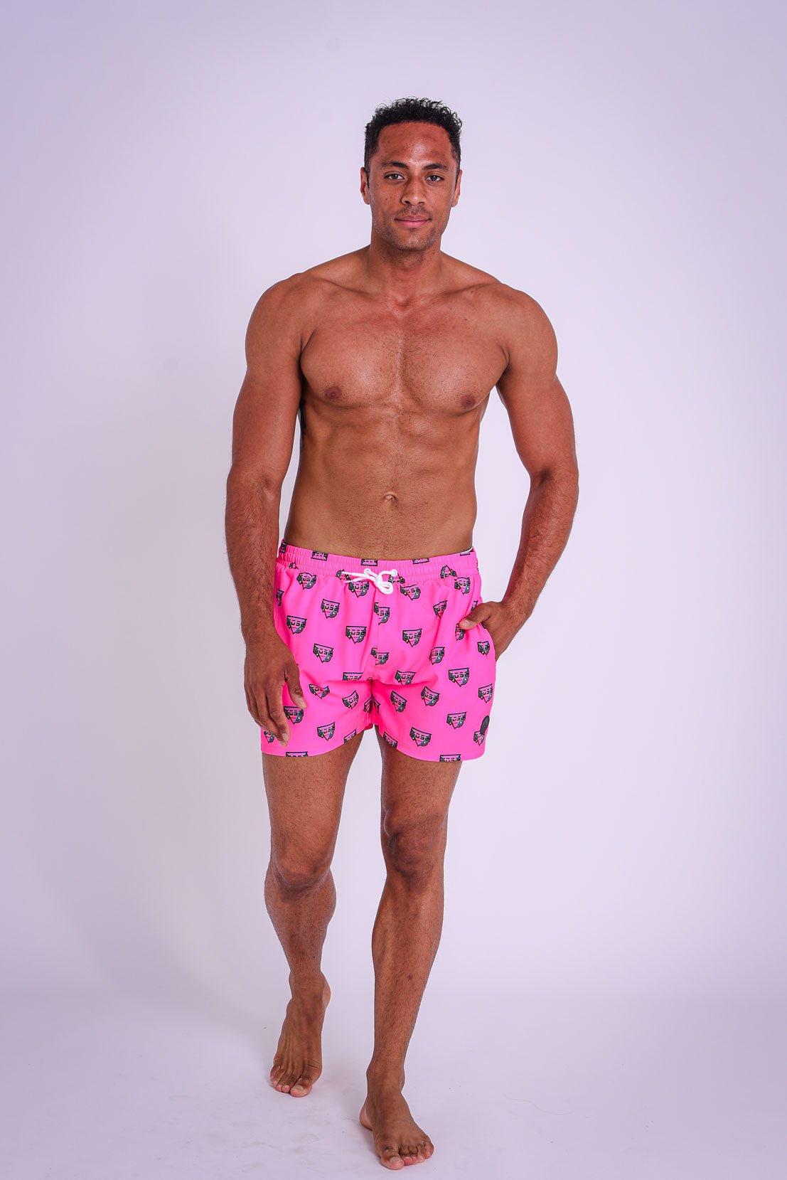 Mens Baewatch Pink Swim Shorts – OOSC Clothing