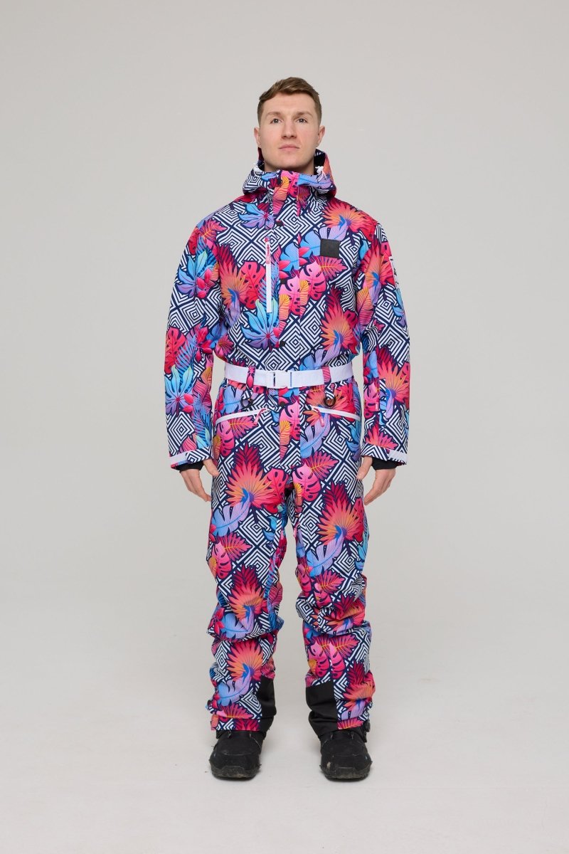 Big Poppa Men's Ski Suit | Tropical Neon Print | OOSC – OOSC Clothing