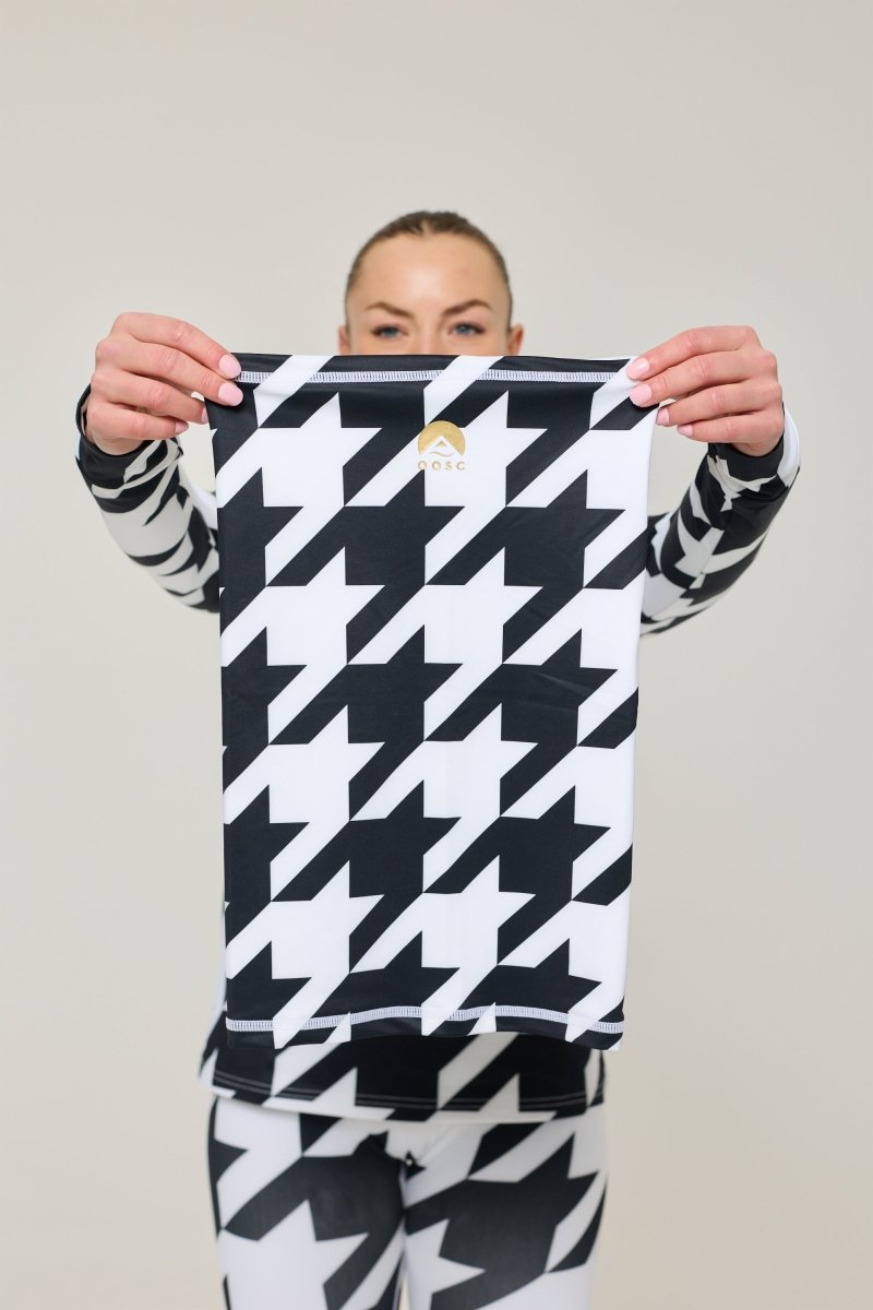 Black & White Houndstooth Neck Warmer - OOSC Clothing