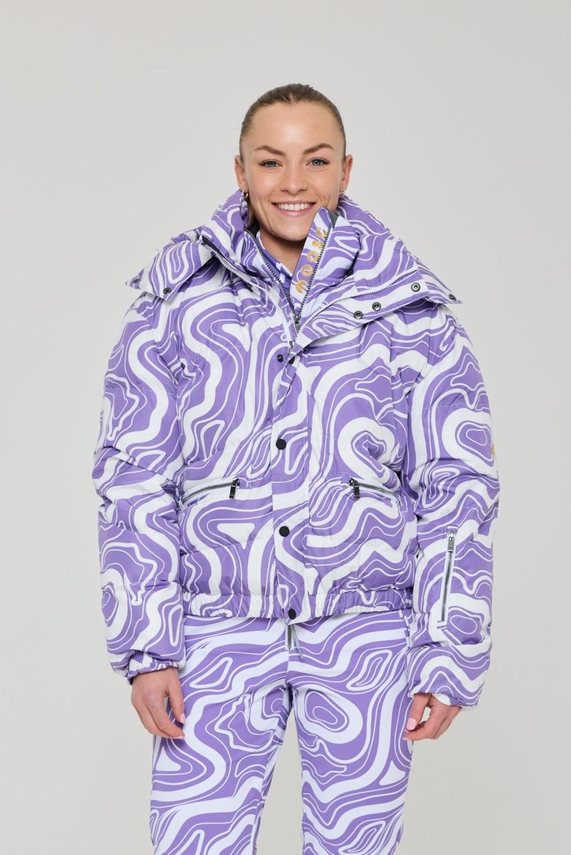 Chic Puffer Jacket - Amethyst Wave - OOSC Clothing