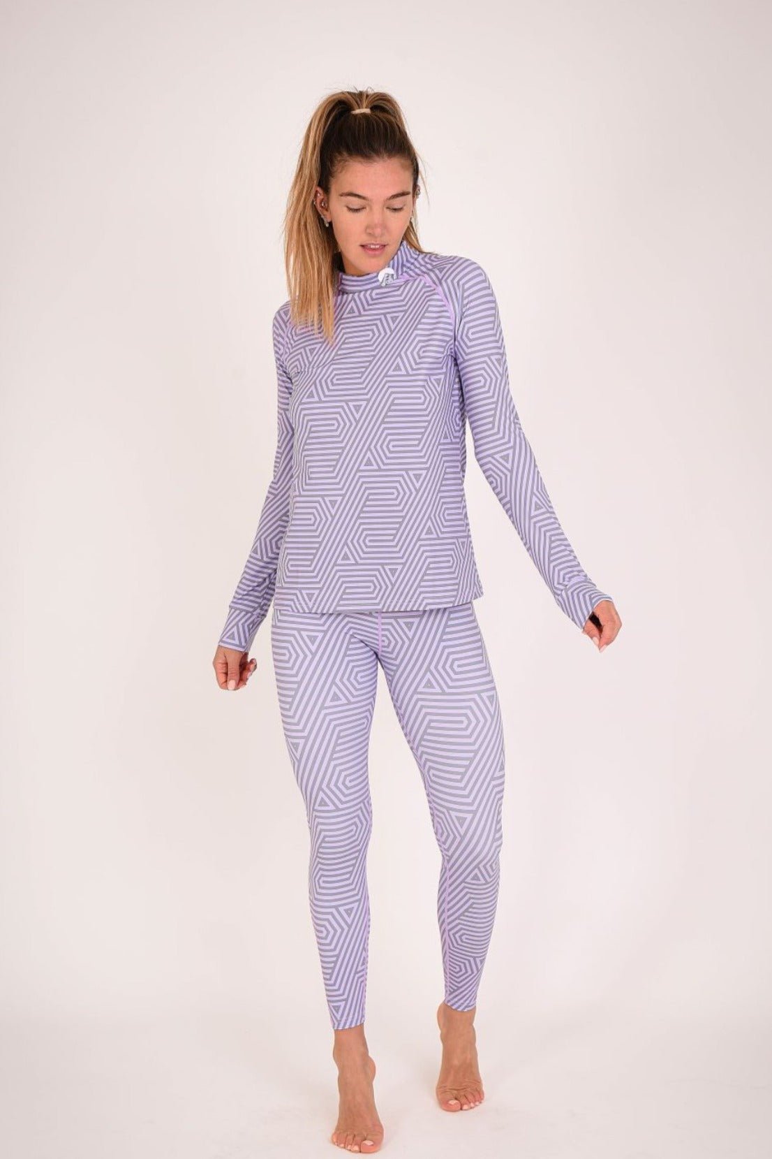 Fall Line Damen Baselayer-Leggings in Lila und Grau