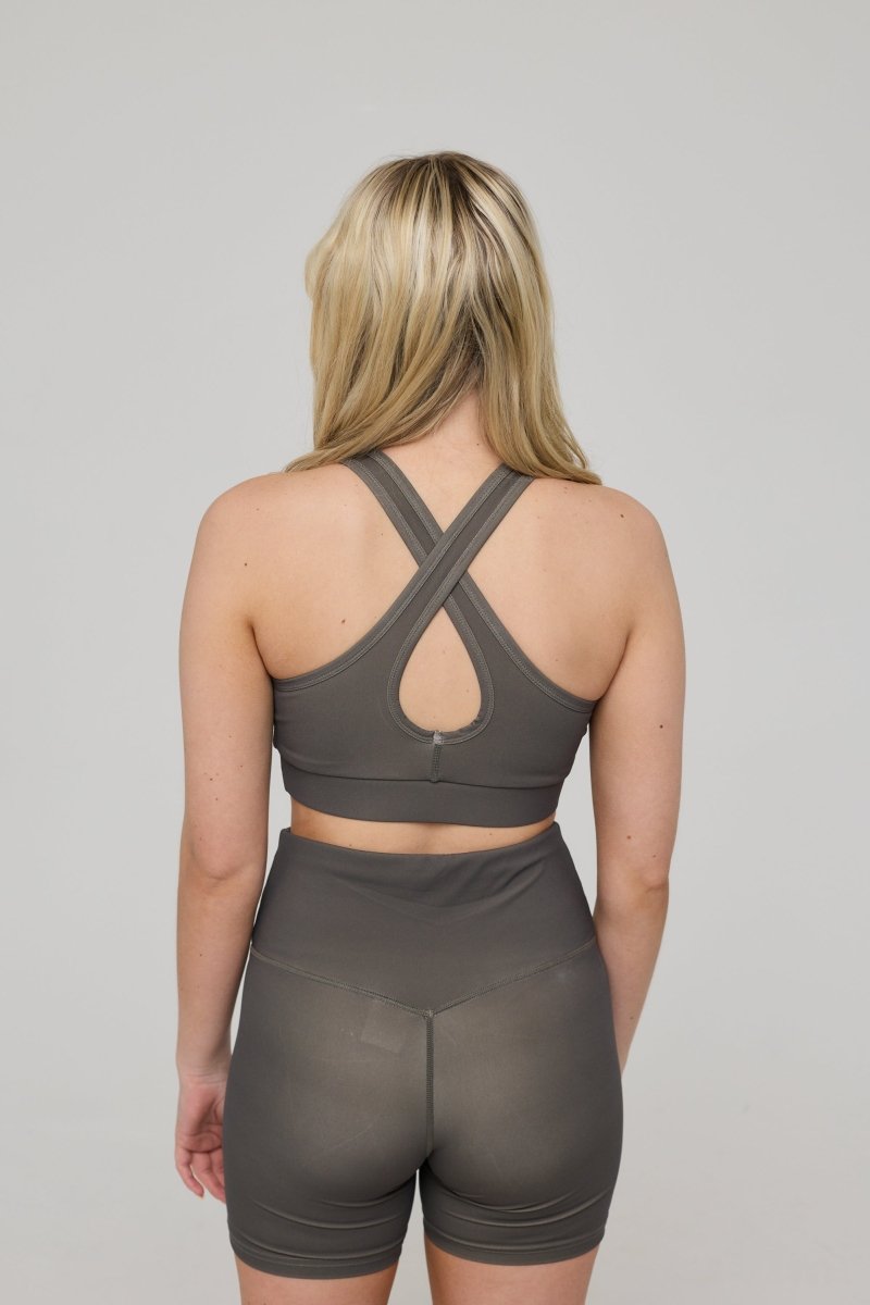 High Support Elite Crossback Sports Bra - Khaki - OOSC Clothing