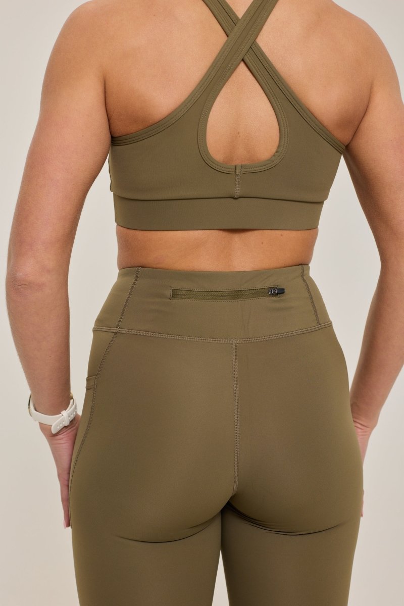 High Support Elite Crossback Sports Bra - Khaki - OOSC Clothing