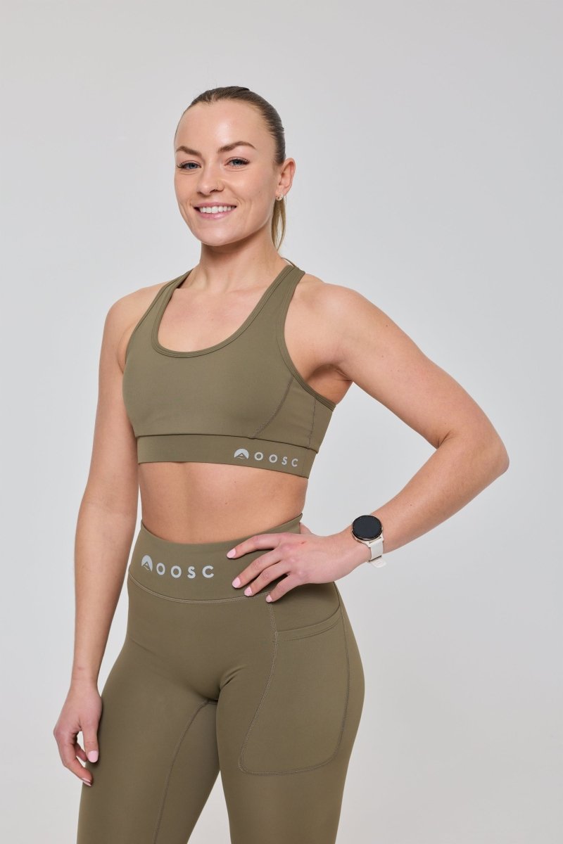 High Support Elite Crossback Sports Bra - Khaki - OOSC Clothing