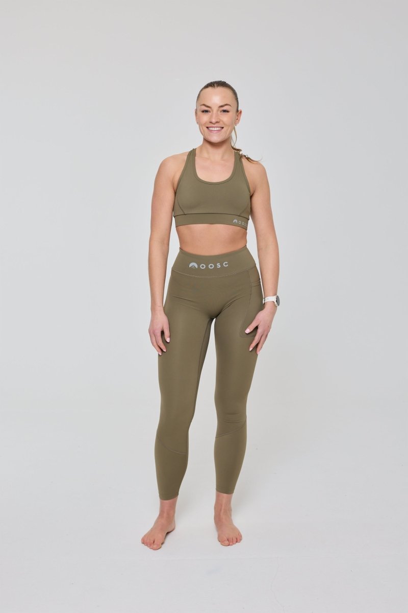 High Support Elite Crossback Sports Bra - Khaki - OOSC Clothing