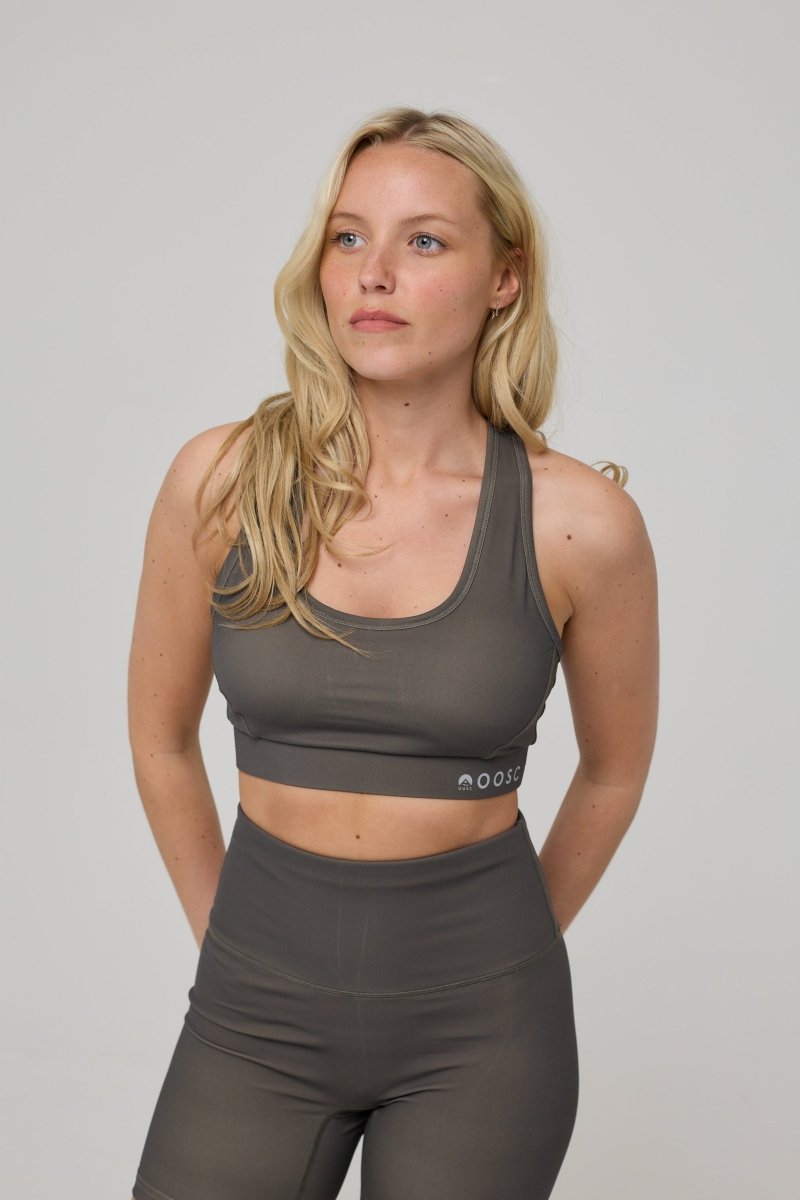 High Support Elite Crossback Sports Bra - Khaki - OOSC Clothing