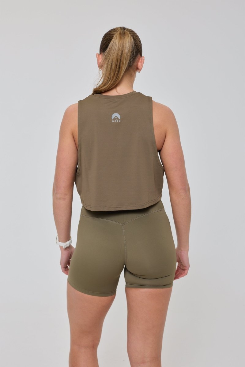 Infinite Cropped Tank Top - Khaki - OOSC Clothing