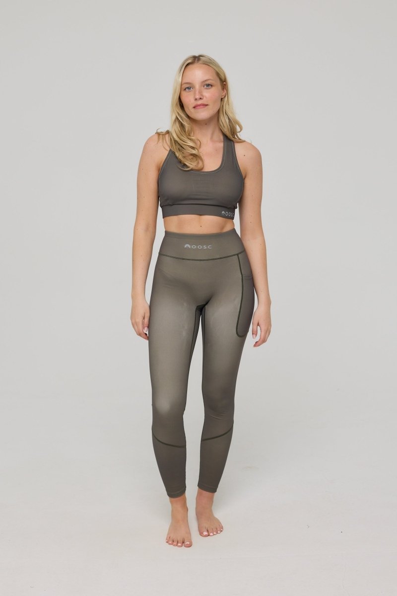 Infinite High Waisted Leggings - Khaki - OOSC Clothing