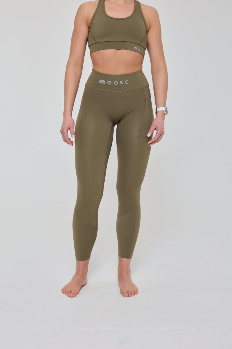 Infinite High Waisted Leggings - Khaki - OOSC Clothing