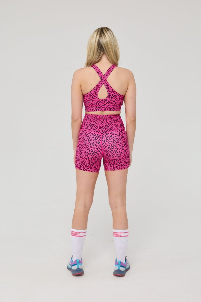 Infinite High Waisted Shorts - Pink Leopard - OOSC Clothing