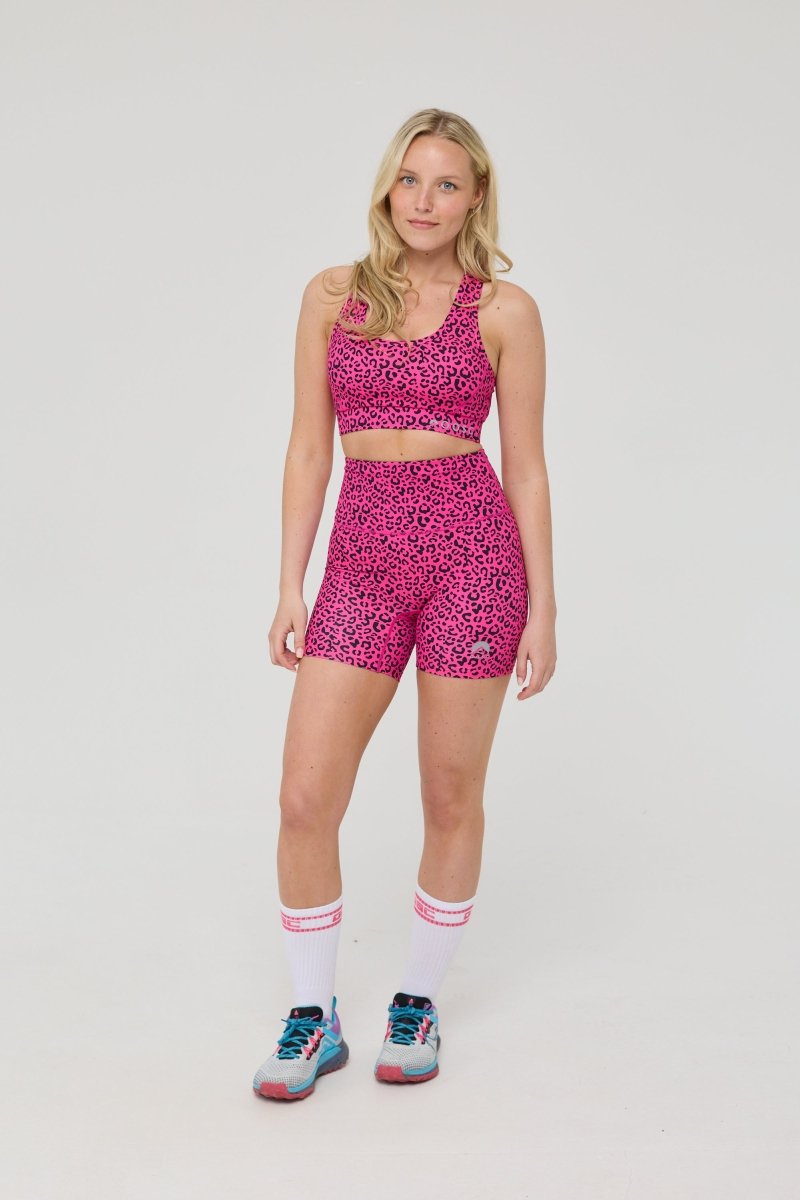 Infinite High Waisted Shorts - Pink Leopard - OOSC Clothing