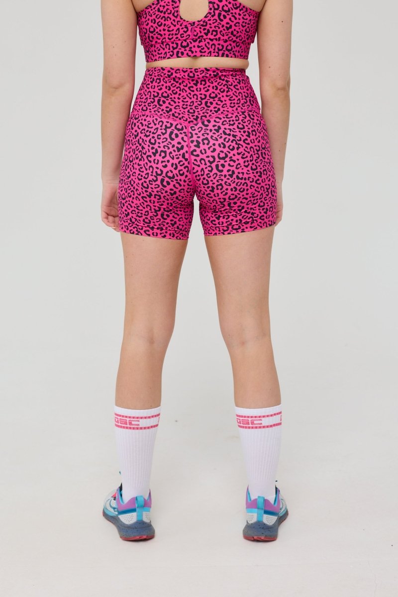 Infinite High Waisted Shorts - Pink Leopard - OOSC Clothing