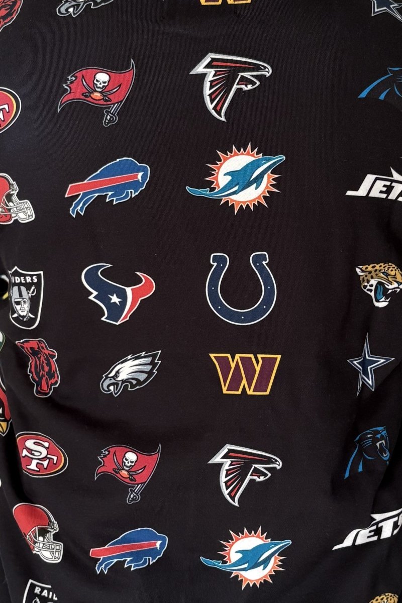 NFL Heavyweight Oversize 32 Team Mash Up Hoodie - Black - OOSC Clothing