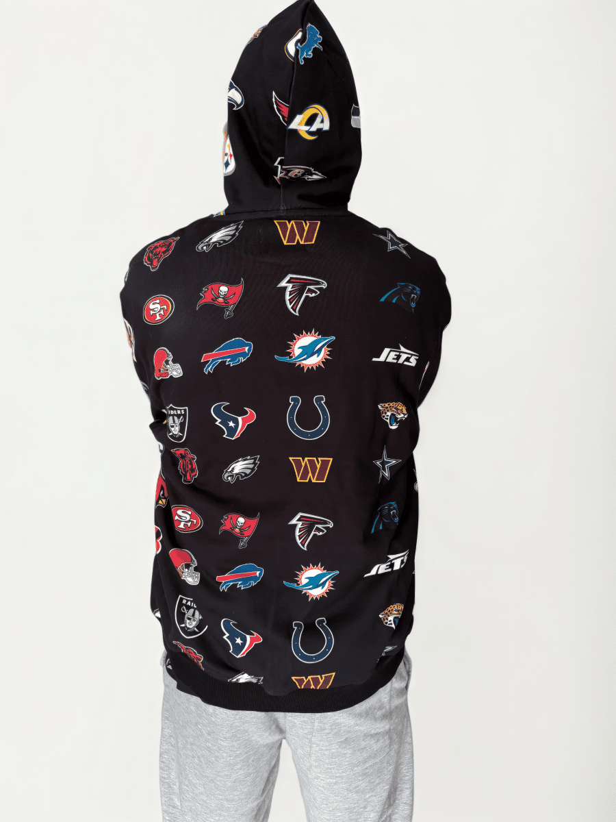 NFL Heavyweight Oversize 32 Team Mash Up Hoodie - Black - OOSC Clothing