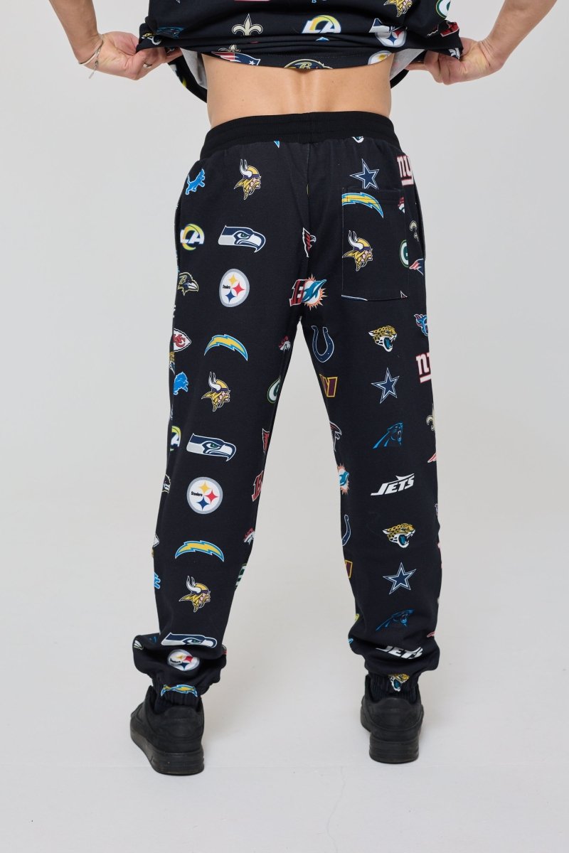 NFL Heavyweight Oversize 32 Team Mash Up Sweat Pants - Black - OOSC Clothing