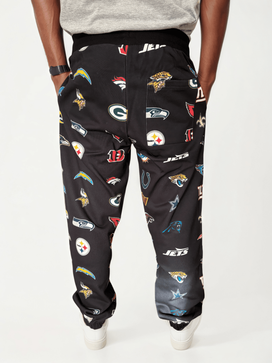 NFL Heavyweight Oversize 32 Team Mash Up Sweat Pants - Black - OOSC Clothing