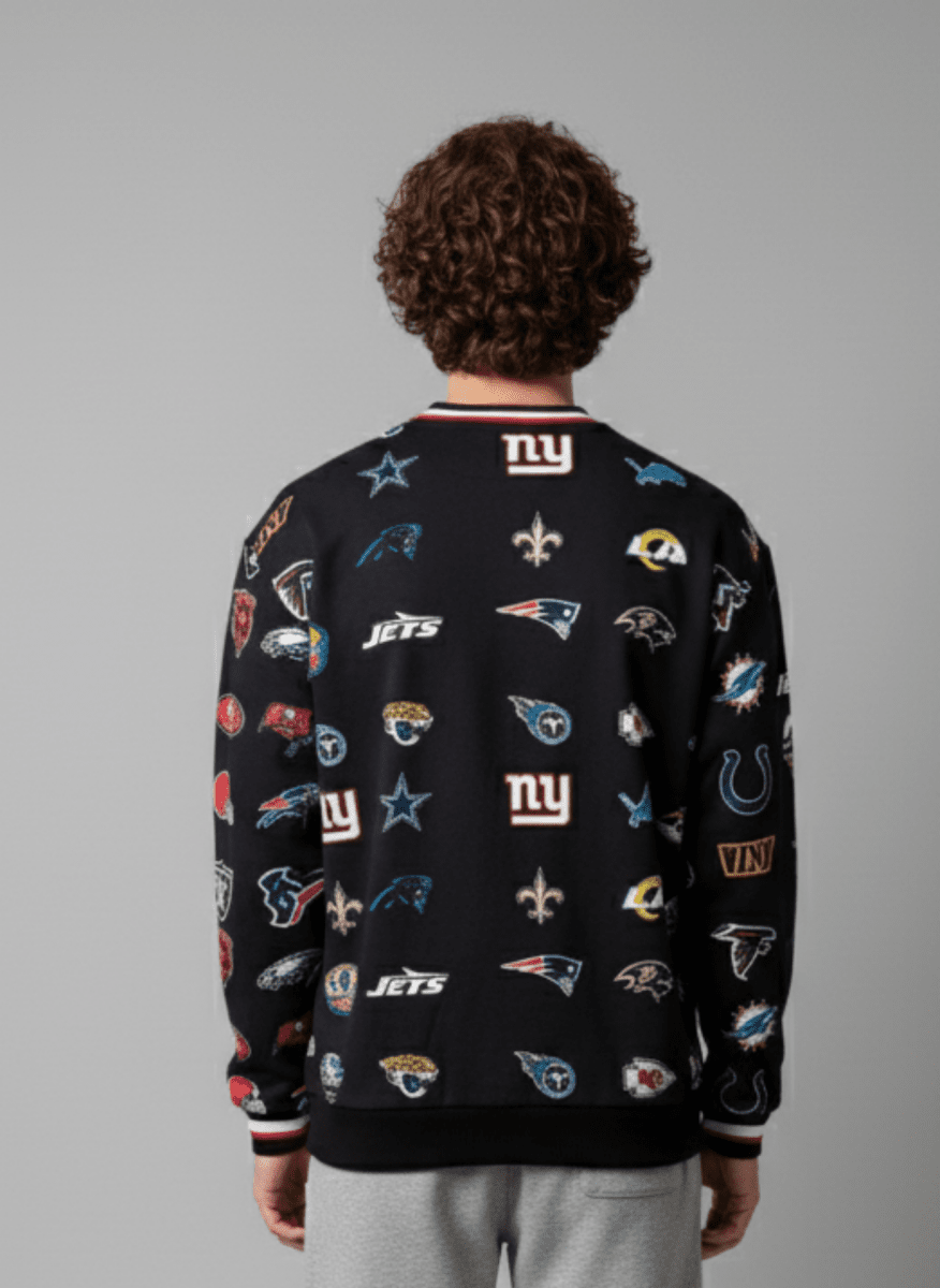 NFL Heavyweight Oversize 32 Team Mash Up Sweatshirt - Black - OOSC Clothing