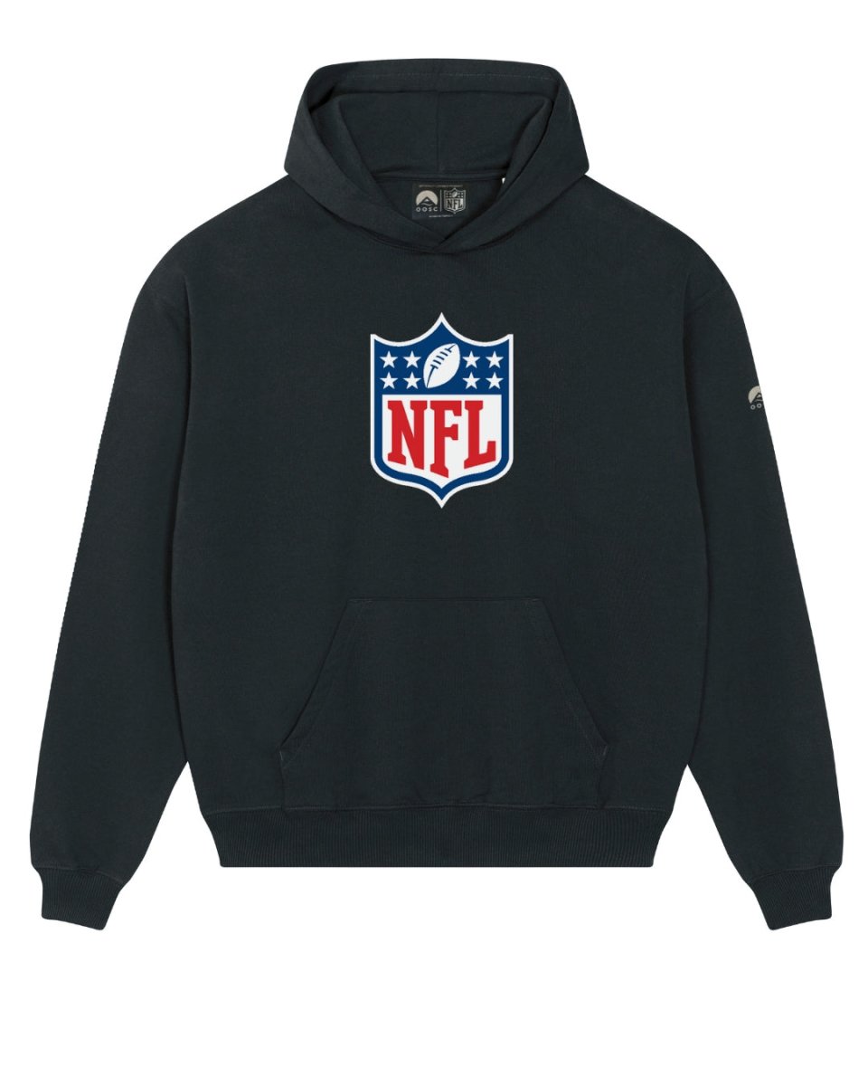 NFL Heavyweight Oversize Shield Hoodie - Black - OOSC Clothing
