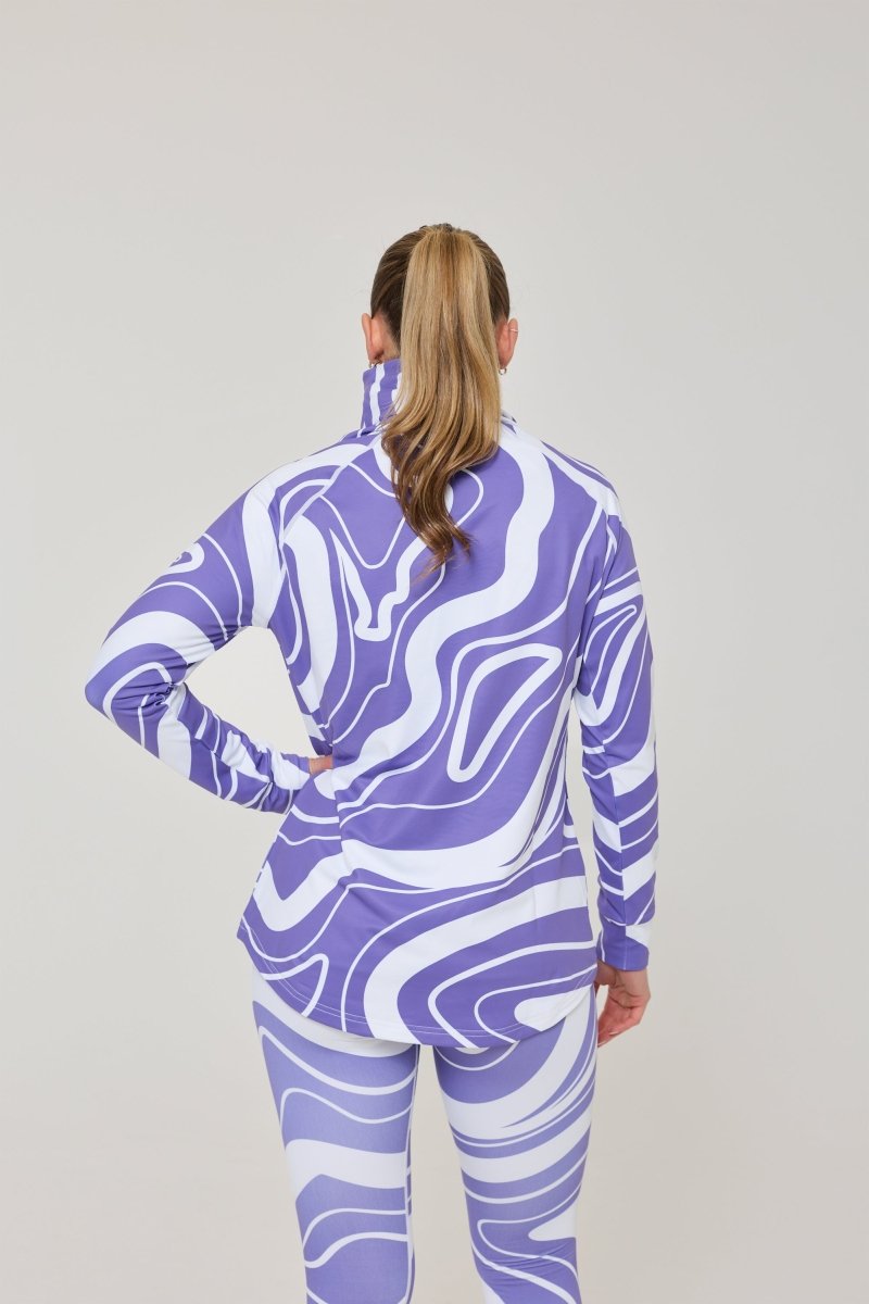 Purple Swirl Women's High Neck Baselayer Top - OOSC Clothing