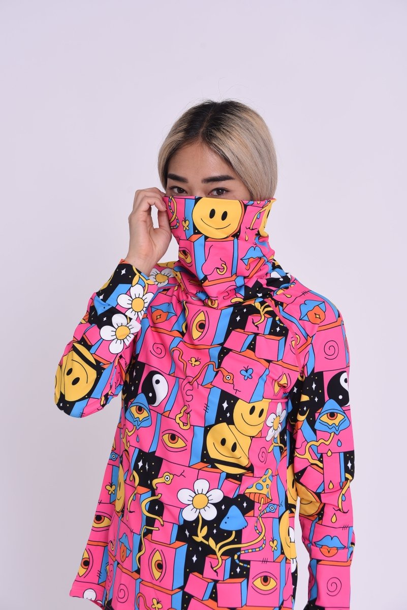 Trippy Hippy Women's High Neck Baselayer Top - OOSC Clothing