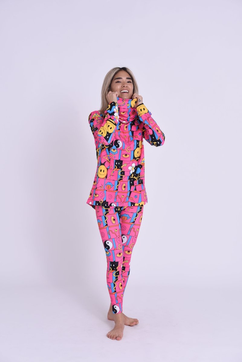 Trippy Hippy Women's High Neck Baselayer Top - OOSC Clothing