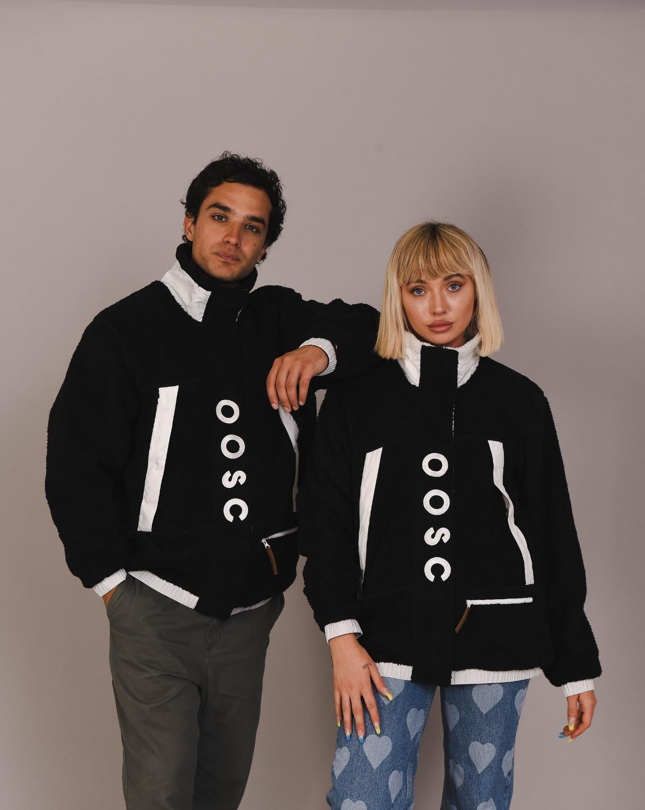 Veste polaire Sherpa noire/blanche - Homme