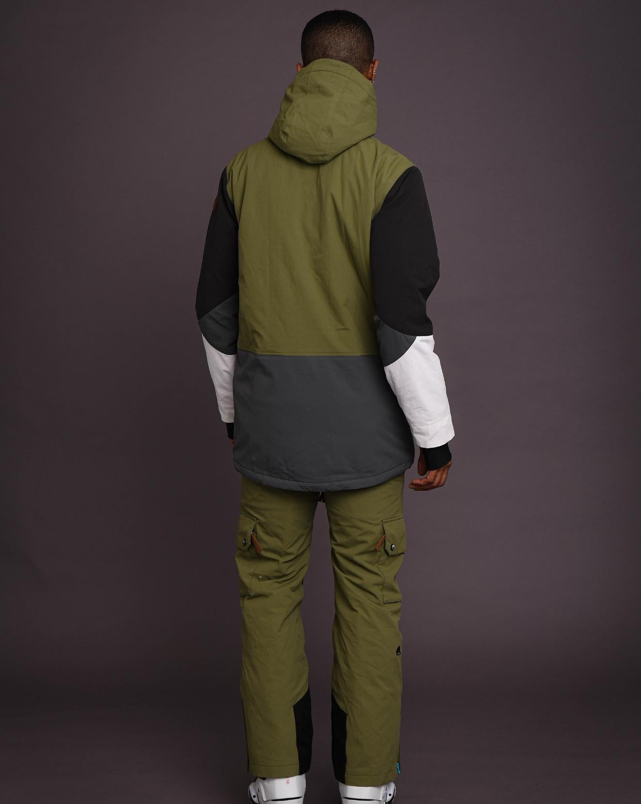 Veste de ski et de snowboard Yeh Man pour homme - Kaki, gris, noir