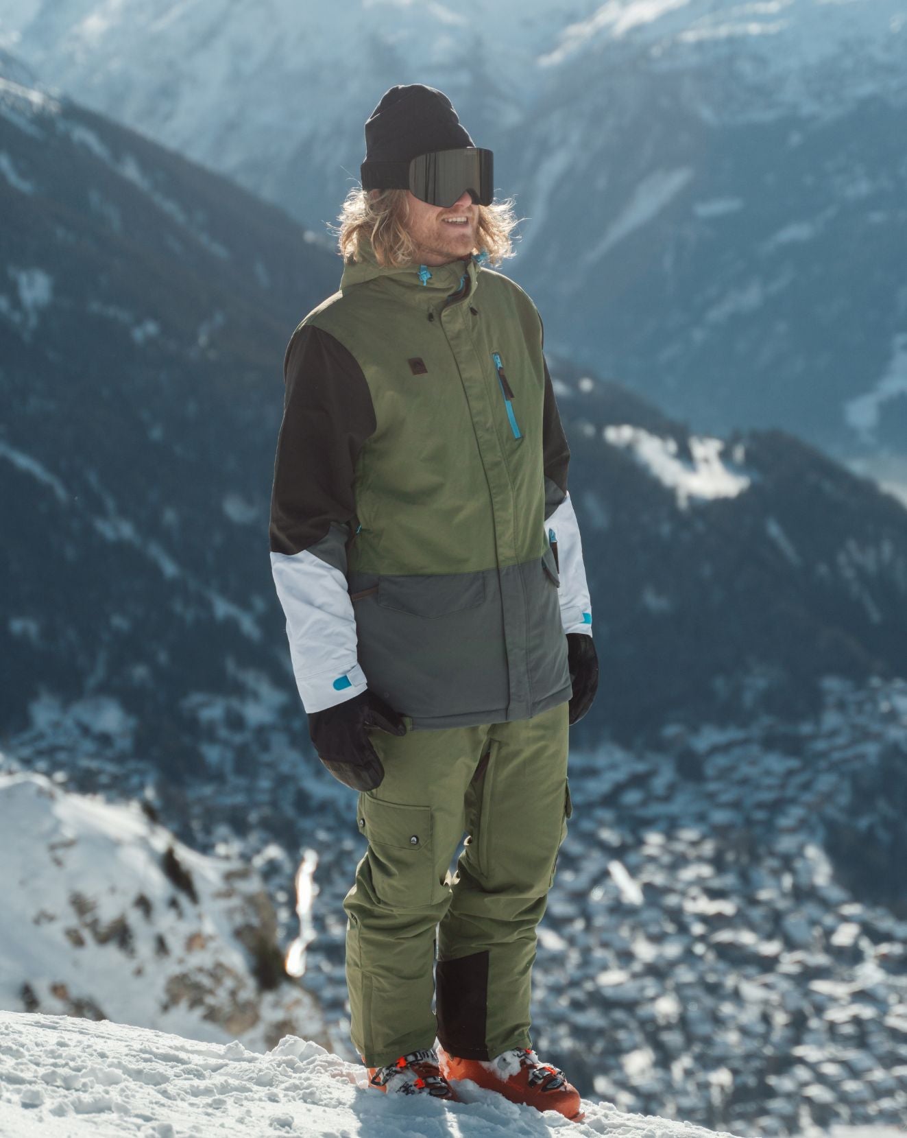 Veste de ski et de snowboard Yeh Man pour homme - Kaki, gris, noir