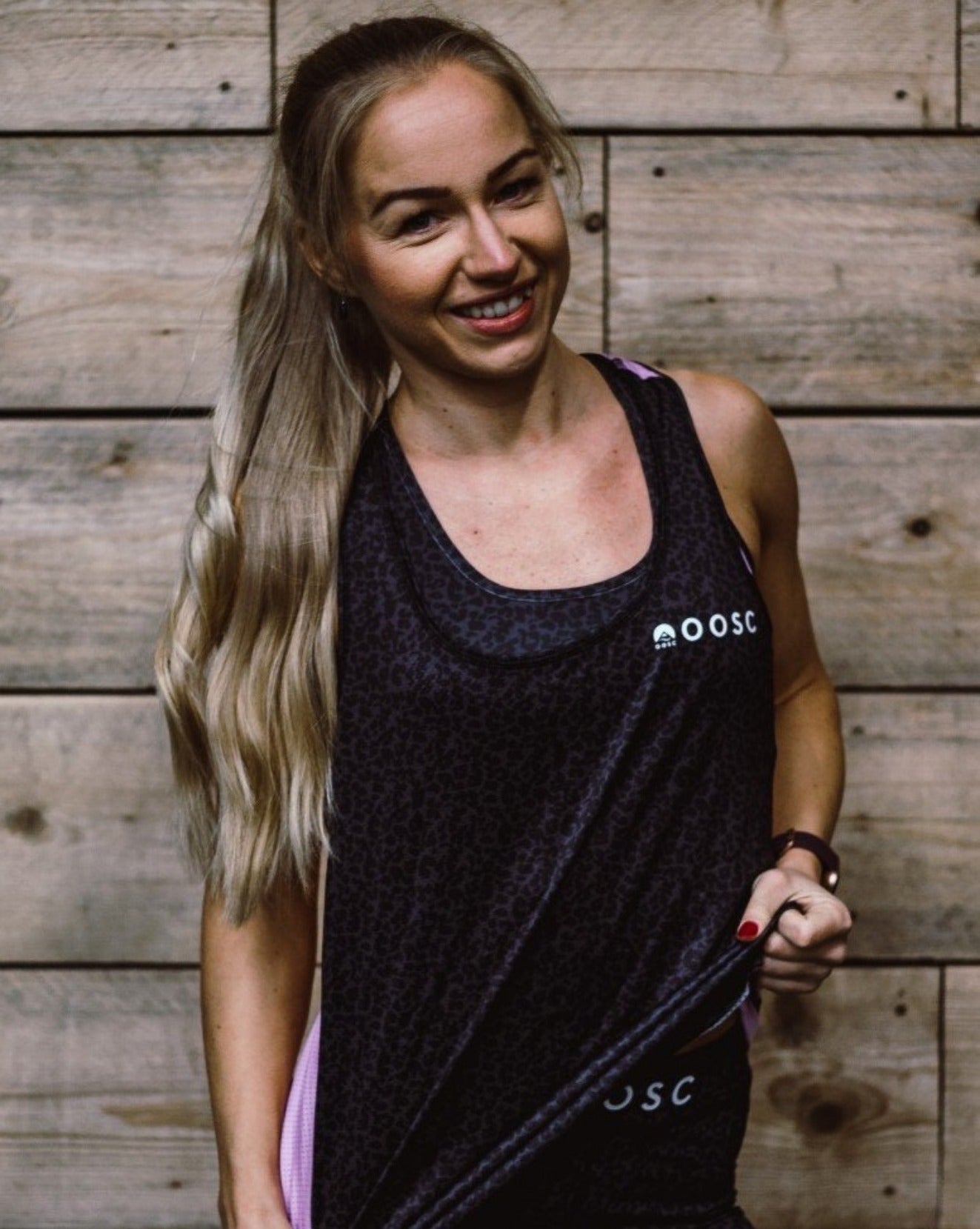 Black leopard print gym vest