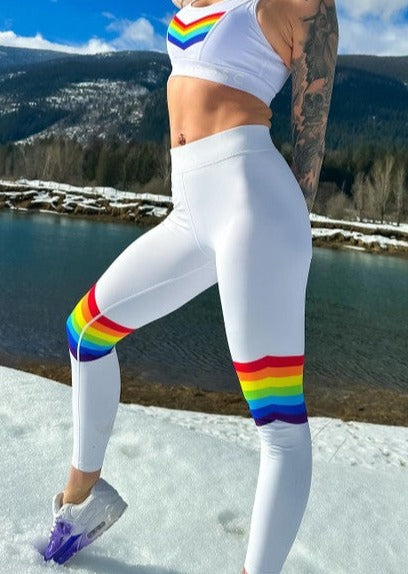 Rainbow Road White Leggings  Fitness & Ski - OOSC Clothing