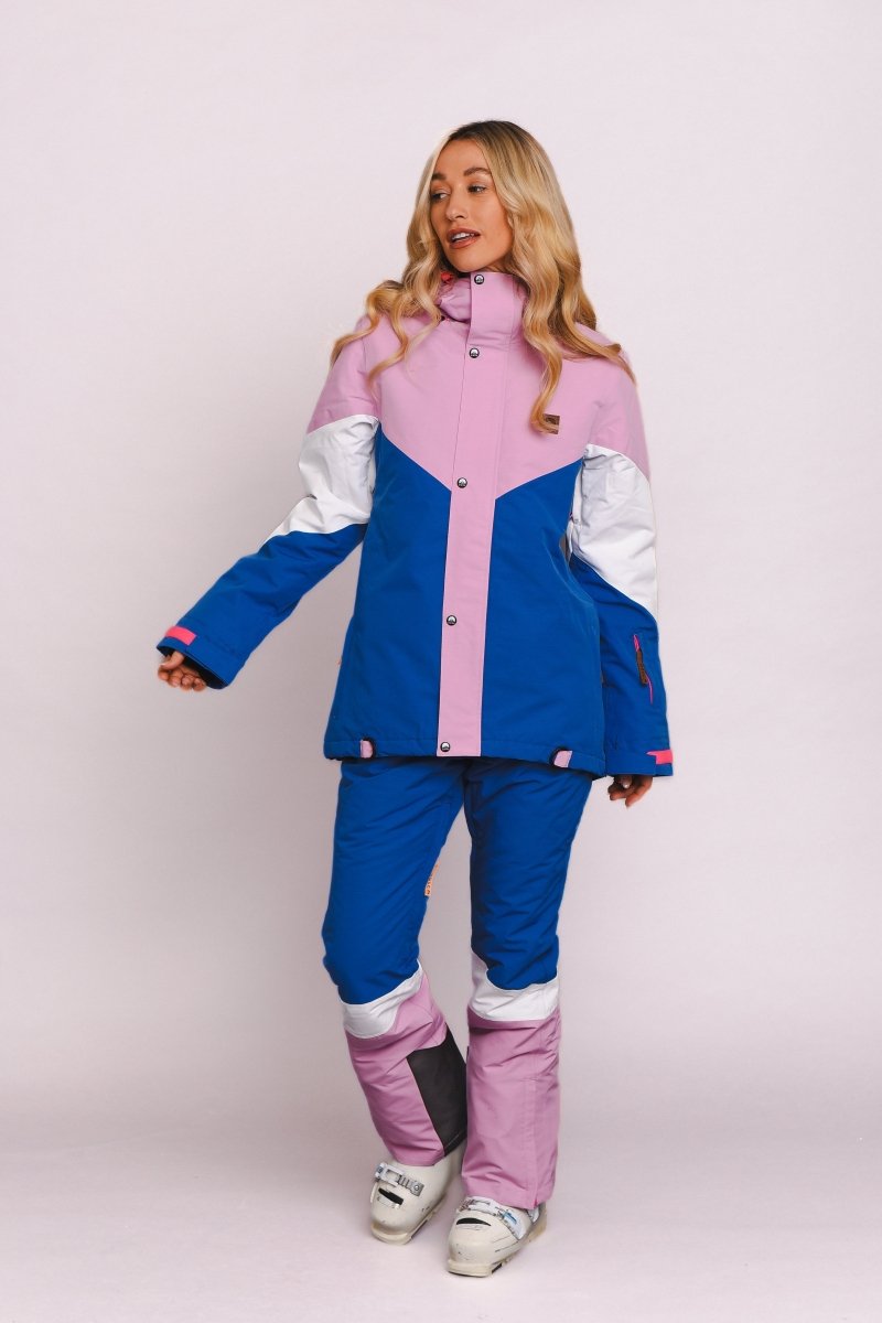 1080 Women's Ski & Snowboard Jacket - Pastel Pink, White & Blue - OOSC Clothing