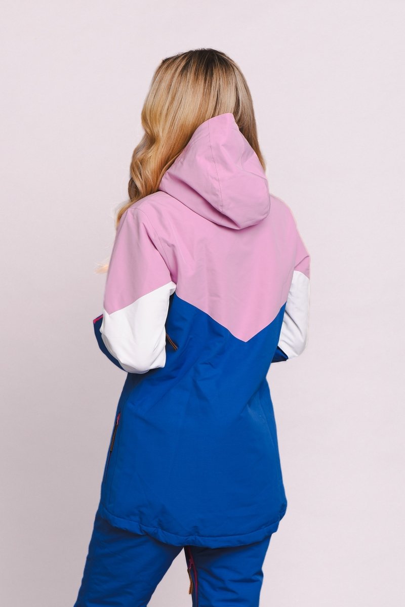 1080 Women's Ski & Snowboard Jacket - Pastel Pink, White & Blue - OOSC Clothing