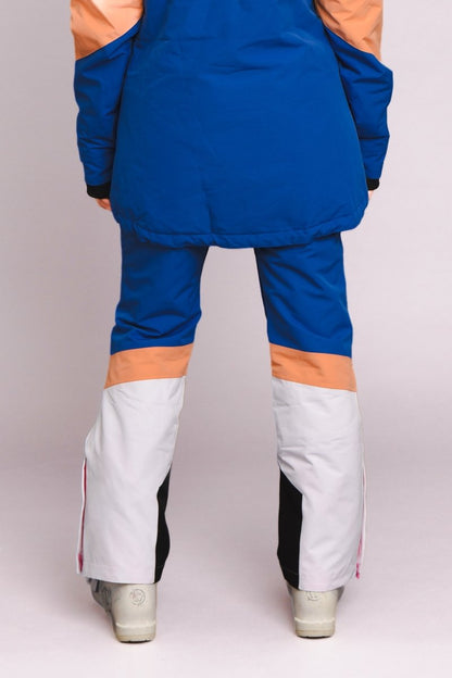 1080 Women's Ski & Snowboard Pant - Pastel Peach, White & Blue - OOSC Clothing