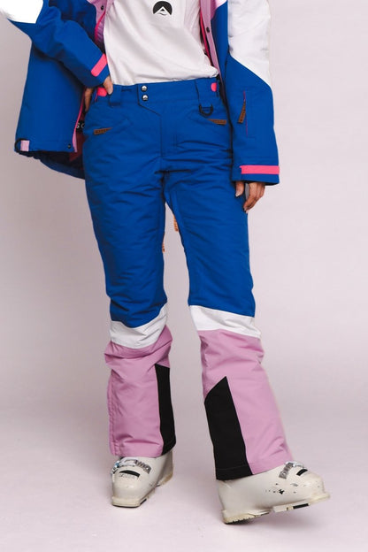 1080 Women's Ski & Snowboard Pant - Pastel Pink, White & Blue - OOSC Clothing