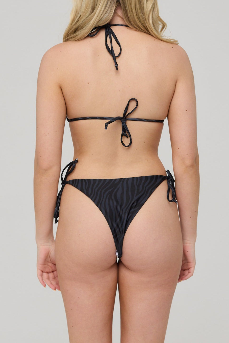 Black Tiger Tie Side Bikini Bottoms
