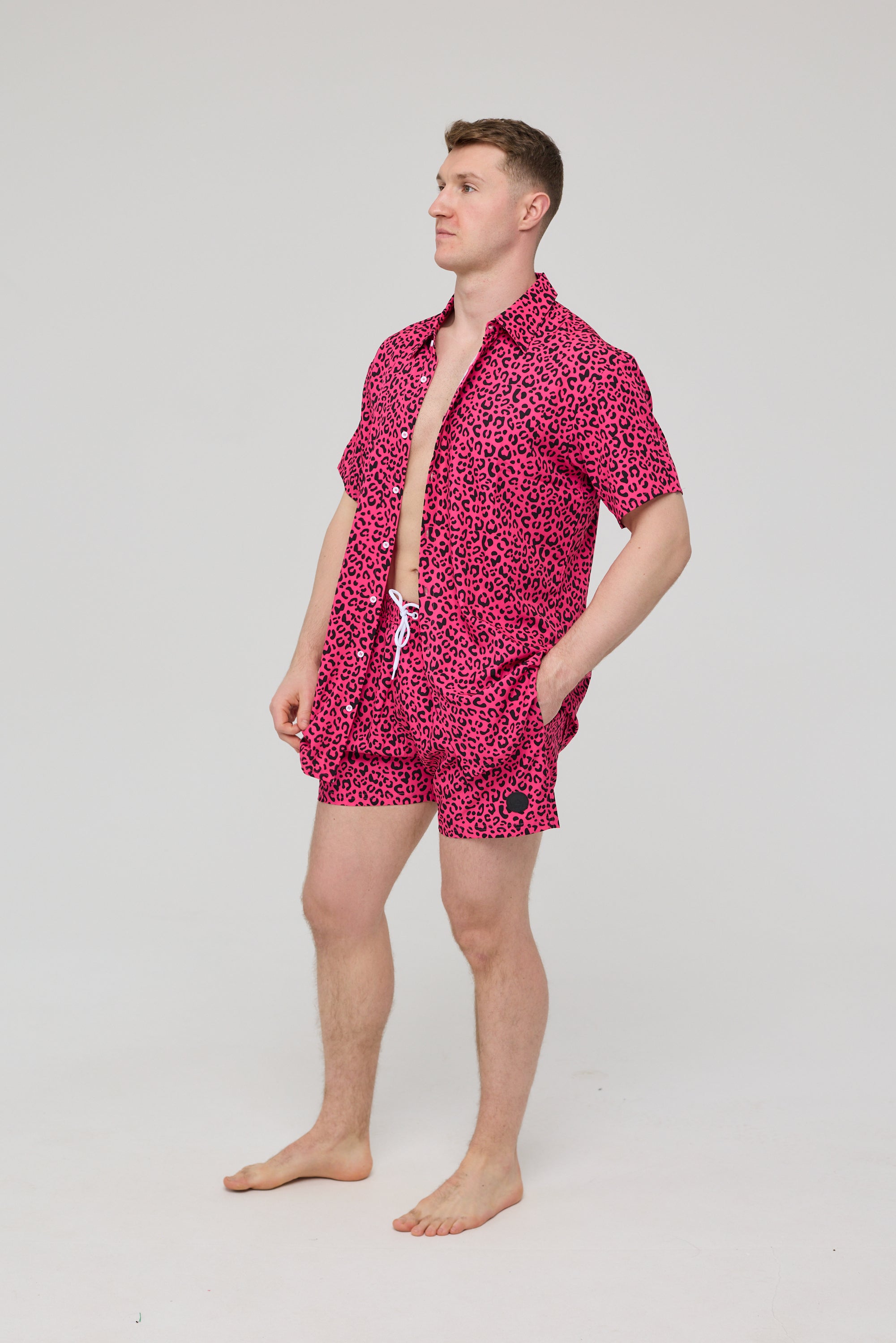 Pink Leopard Men's Swim Shorts
