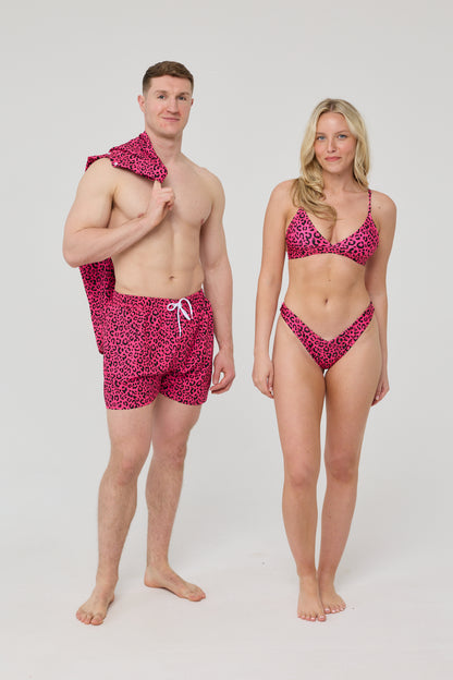 Pink Leopard Men's Short Sleeve Shirt