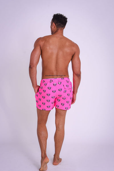 Short de bain Baewatch rose fluo pour homme