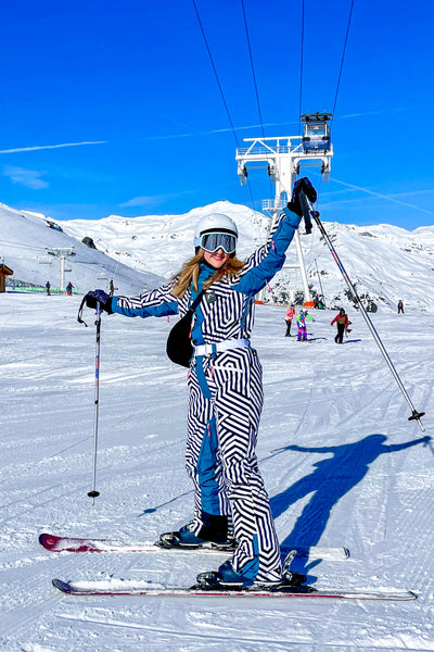 Fall Line Black & White Curved Female Ski Suit