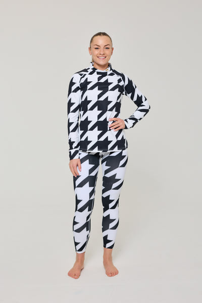 Black & White Houndstooth Women's Baselayer Top
