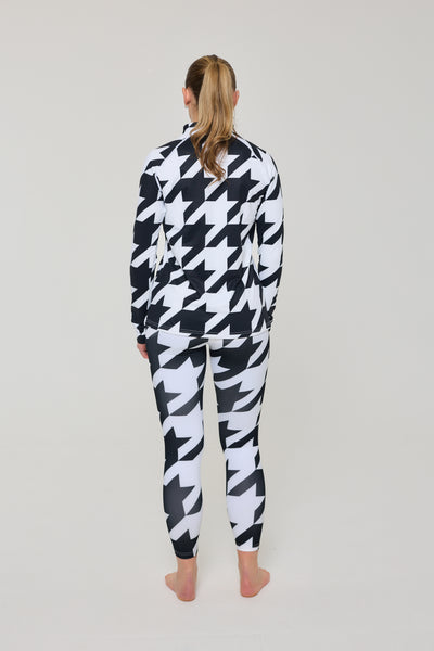 Black & White Houndstooth Women's Baselayer Top