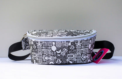 black and white bum bag