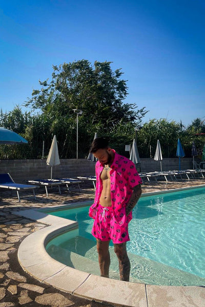 Short de bain Baewatch rose fluo pour homme