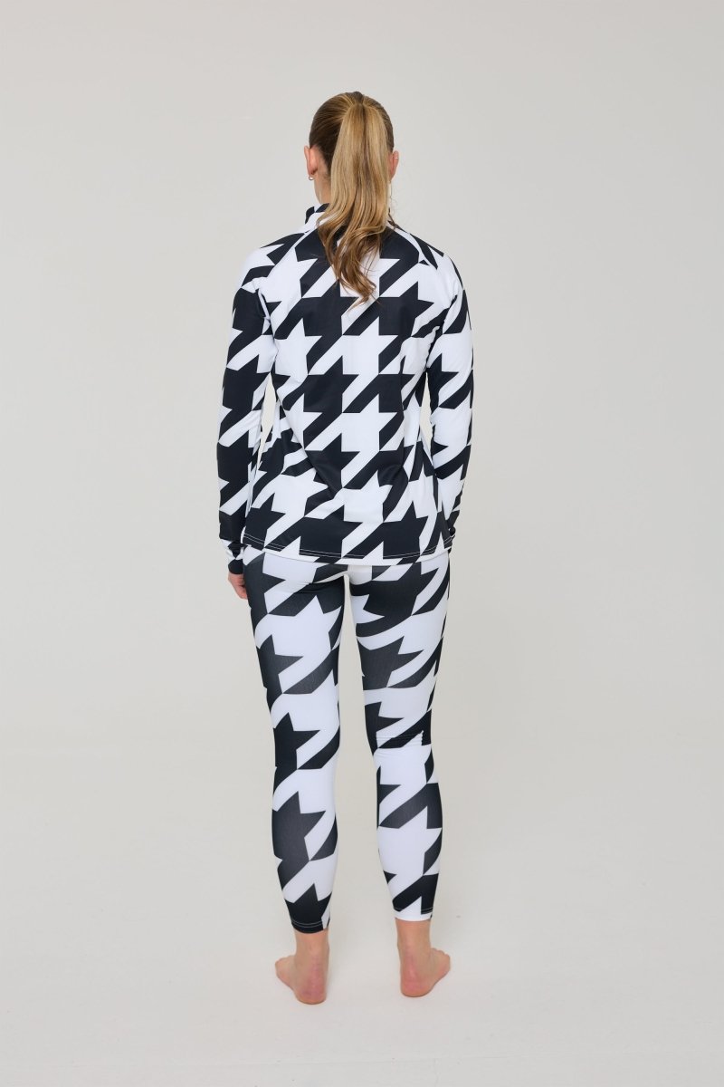 Baselayer Leggings - Black & White Houndstooth Women's - OOSC Clothing