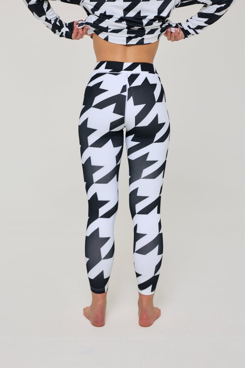 Baselayer Leggings - Black & White Houndstooth Women's - OOSC Clothing