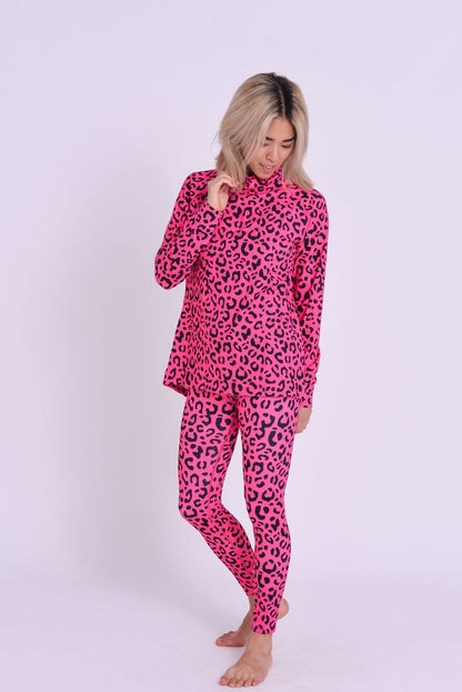 Baselayer Leggings - Hotel California Pink Leopard Women's - OOSC Clothing