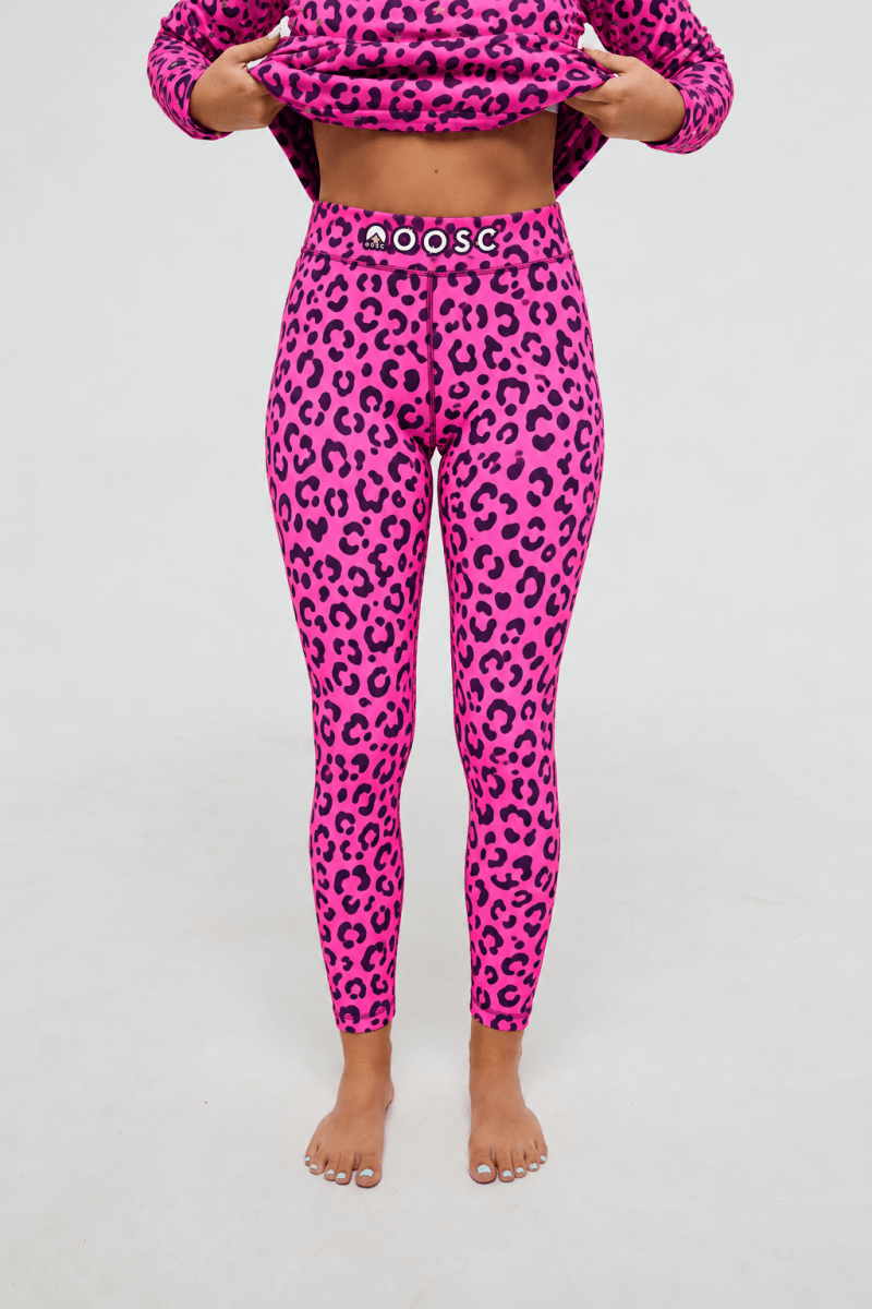 Baselayer Leggings - Pink Leopard Print Women's - OOSC Clothing