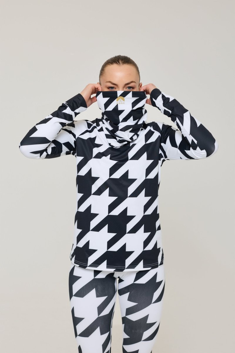 Black & White Houndstooth Neck Warmer - OOSC Clothing